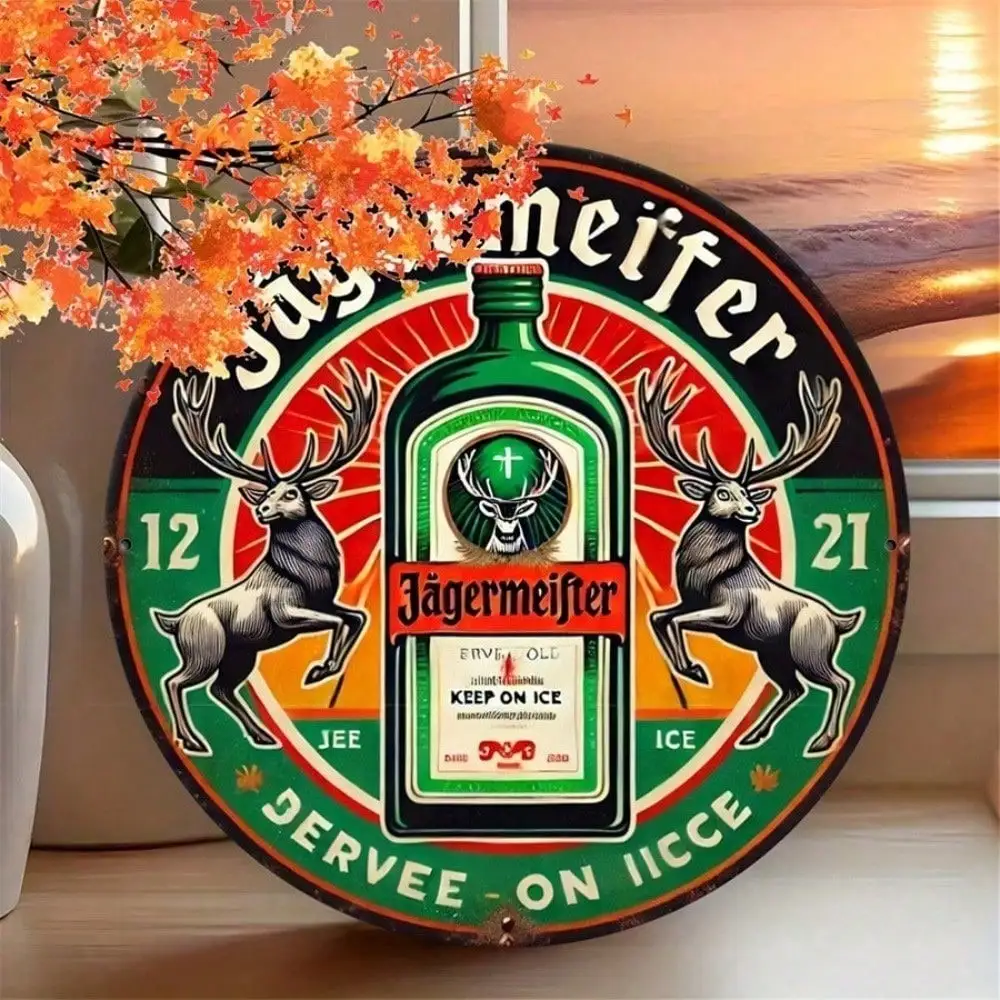 Jagerjager 빈티지 8x8인치 원형 알루미늄 주석 간판, 바, 가정, 벽 장,..