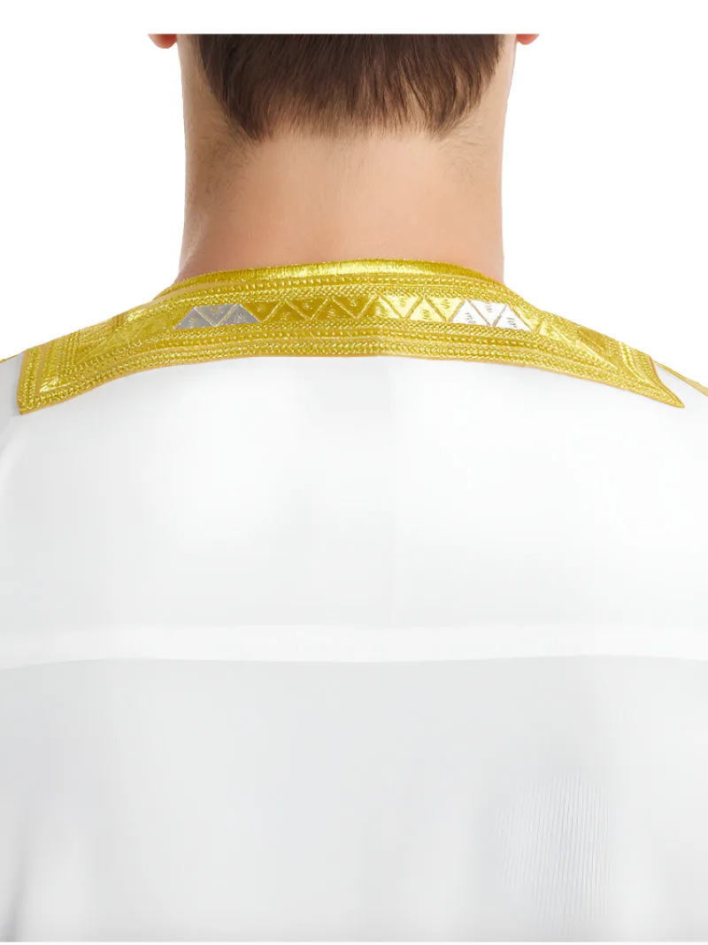 Mens Ancient Egypt Fancy Dress King Cosplay Pharaoh Halloween Outfit Round Neck Fantasia Cosplay Dress Saudi Arabia Robe