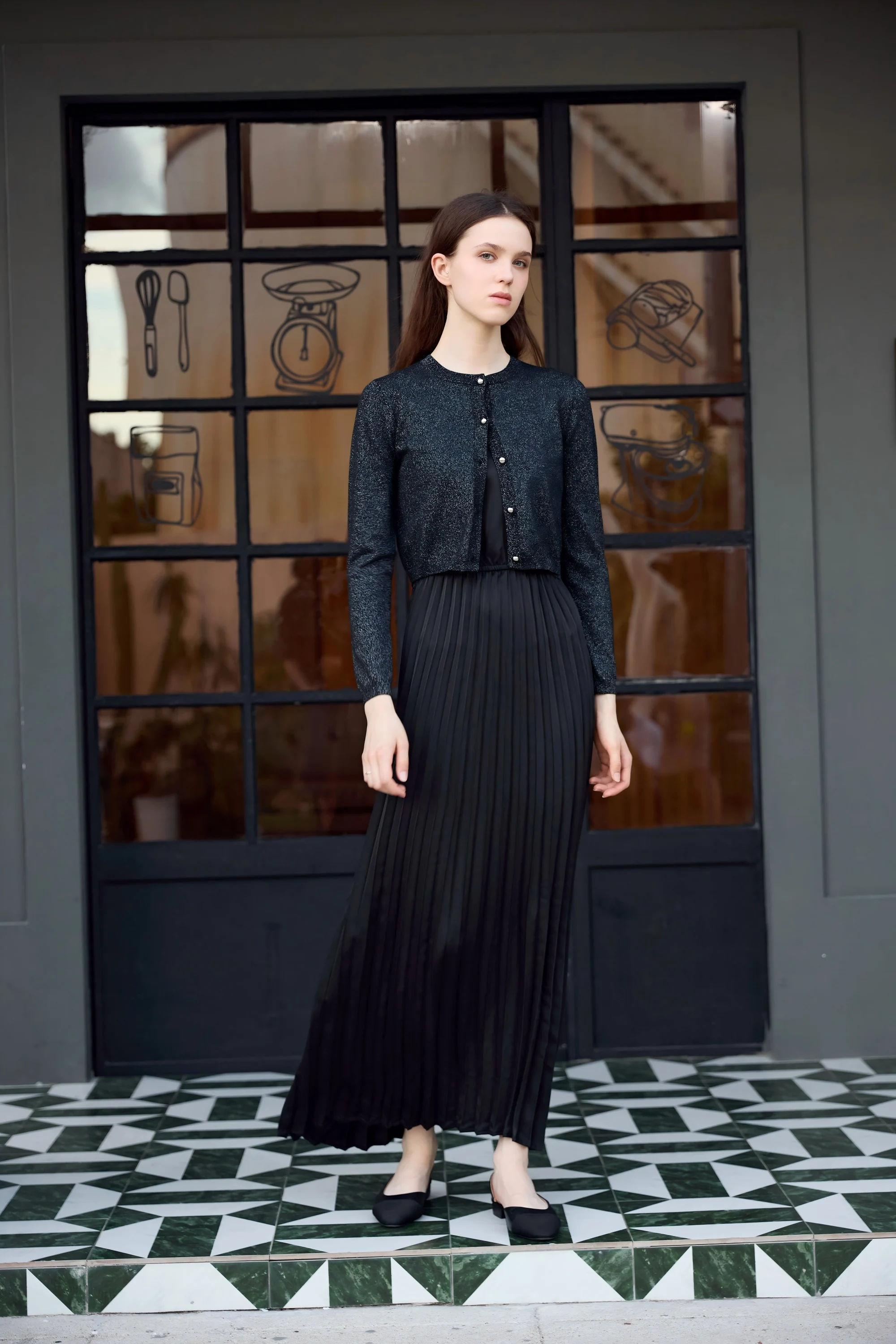 Elegant Womens Shine Cardigan  Pleated Slip Dress - Autumn Winter 2026 Collection