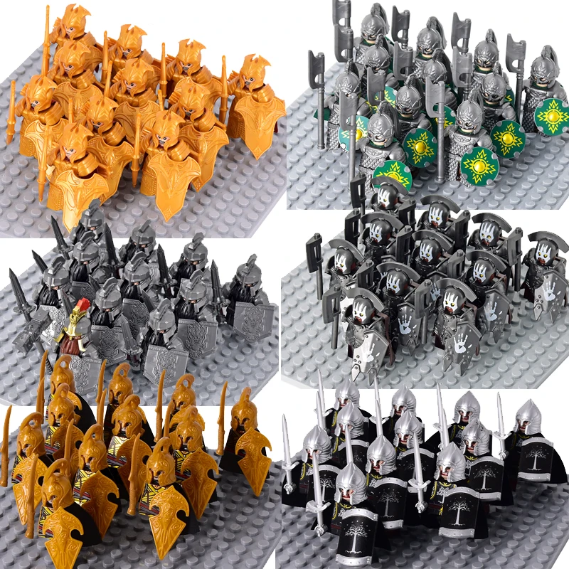 

MOC Medieval Dwarf Warrior Elves Knights lotr Figures Building Blocks Accessories Armor Shield Weapon DIY Toys For Children gift