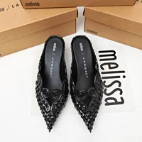 Femmes sandales 2025 printemps Melissa femme Slingback chaussures mode dames talons hauts élégant Med talon bout pointu sans lacet sandale 2