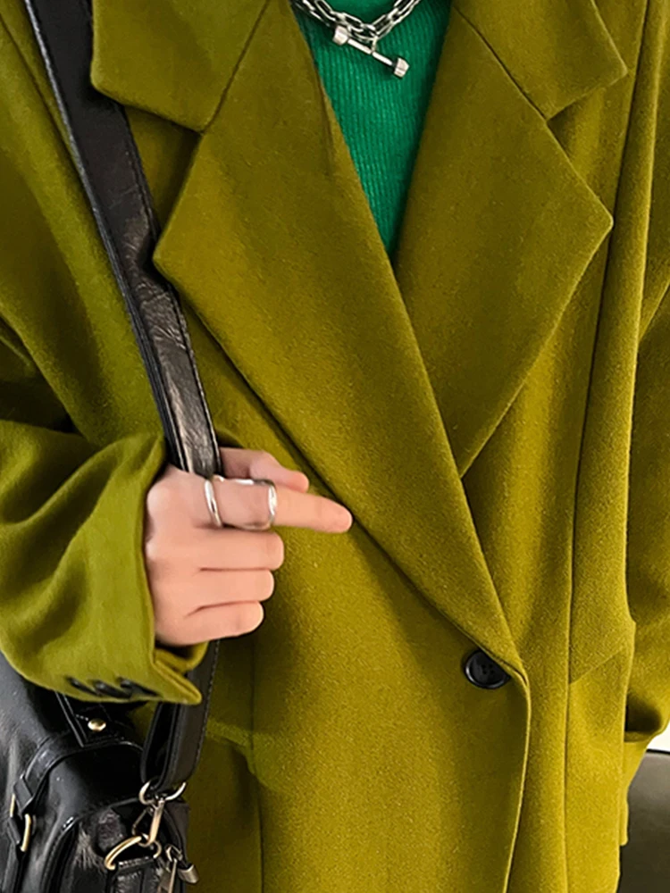 Lautaro Spring Autumn Long Green Oversized Trench Coat for Women