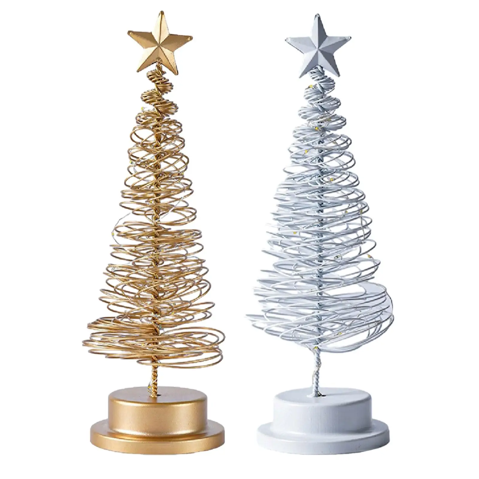 

Tabletop Mini Christmas Tree Lamp with Star ,Iron, Night Light Decorative Spiral