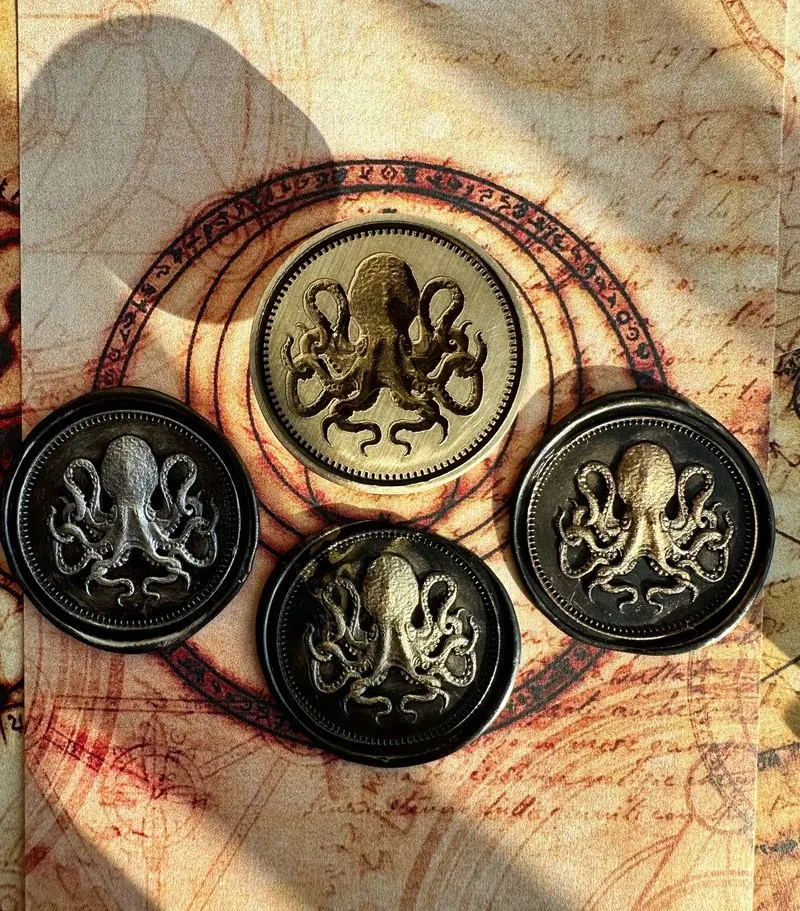 Octopus Fire Seal Stamp Copper Head 3d Relief Wax Seal Stamp Brass Head Envelope Toy Carved Laser Embossing