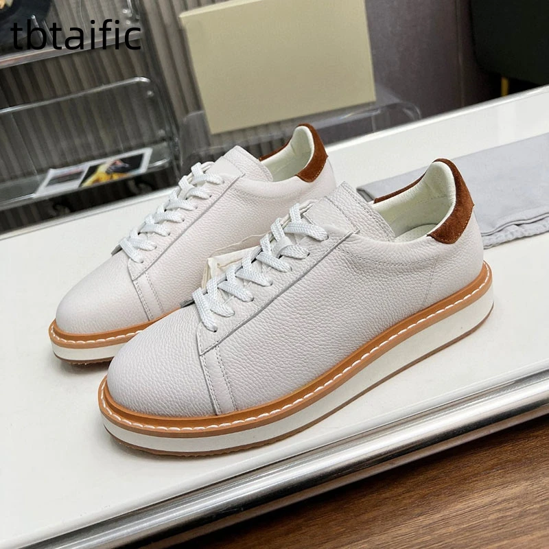 

Genuine Leather Designer Autumn Platform Shoes For Men Sneakers Lace Up Flat Casual Shoes Male Business Male Walking Men Shoes