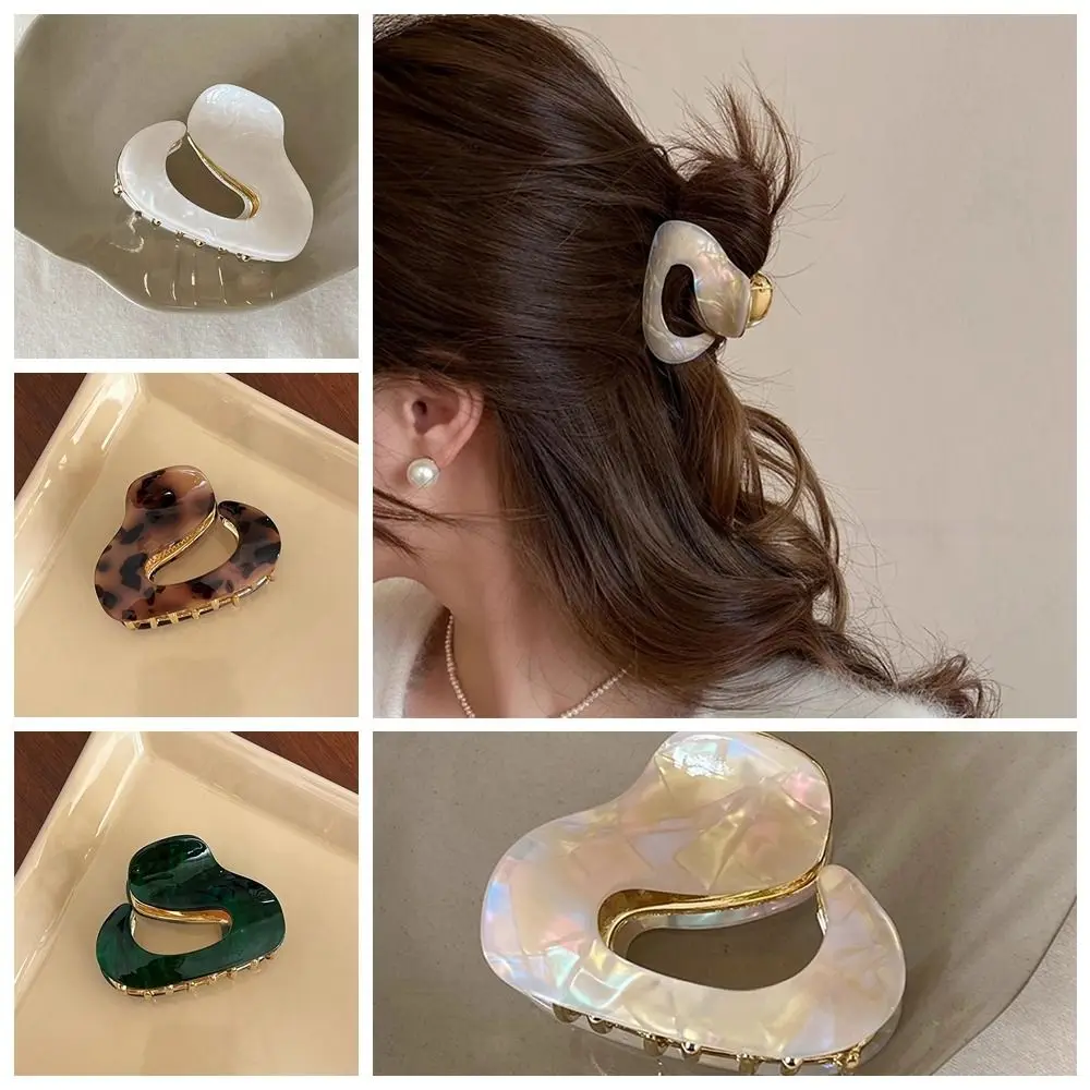 

Glossy Acetic Acid Hair Claw Medium Size Hair Clip French Gentle Sweet Shark Clip Fashion Trend Hair Accessories