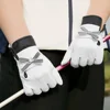 1 Pair Women Lambskin Leather Golf Gloves with Mark Ladies Breathable Open Finger Mittens Right and Left Hand Sport Gloves 4