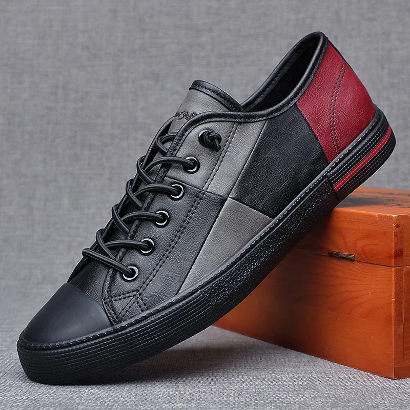 New 2023 Autumn Leather Men's Casual Shoes Soft Upper Designer Shoes for Men Loafers Flat Sneakers Breathable Slip on Men Shoes 3