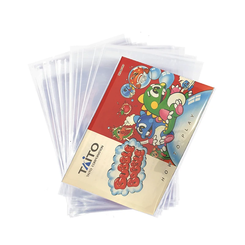 

100pcs Resealable Protective Manual Insert Bags Plastic Sleeves Bags for NES Pouch Instructions Booklet bag