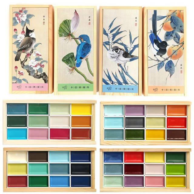 12-Color Handmade Chinese Painting Set - Professional Watercolor Paints in Solid Colors, Ideal for Sketching and Illustration 1