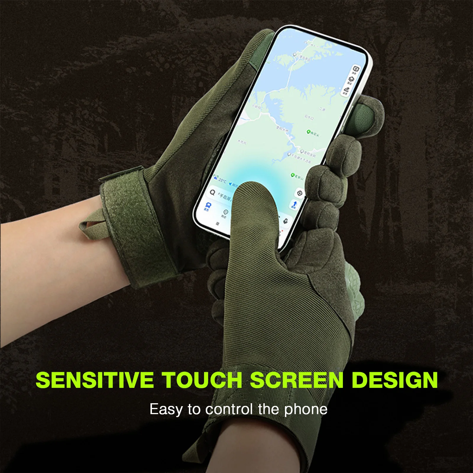 Touch Screen Full Finger Gloves Wrist Adjustable Outdoor Sports Cycling Climbing Gloves
