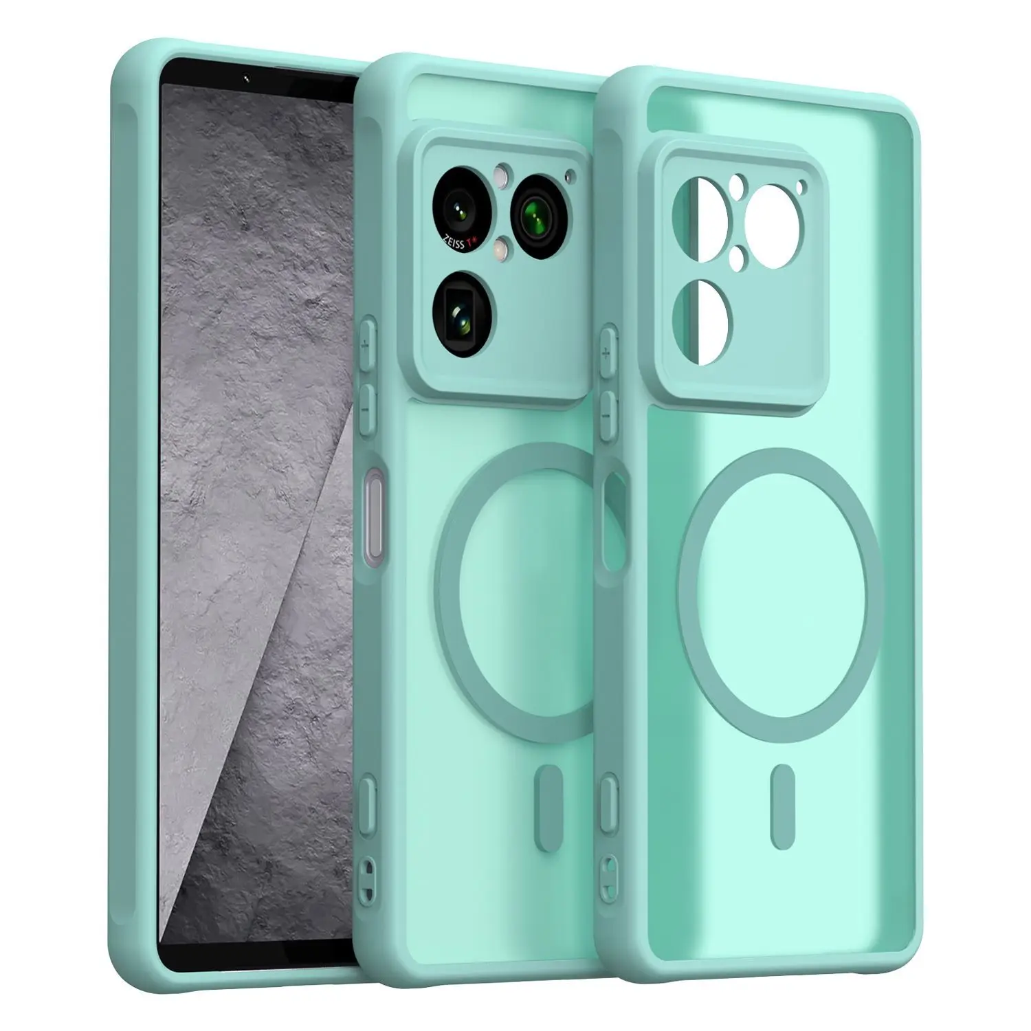 Magnetic Matte Transparent Acrylic Phone Case with Dustproof Bumper and TPU Frame
