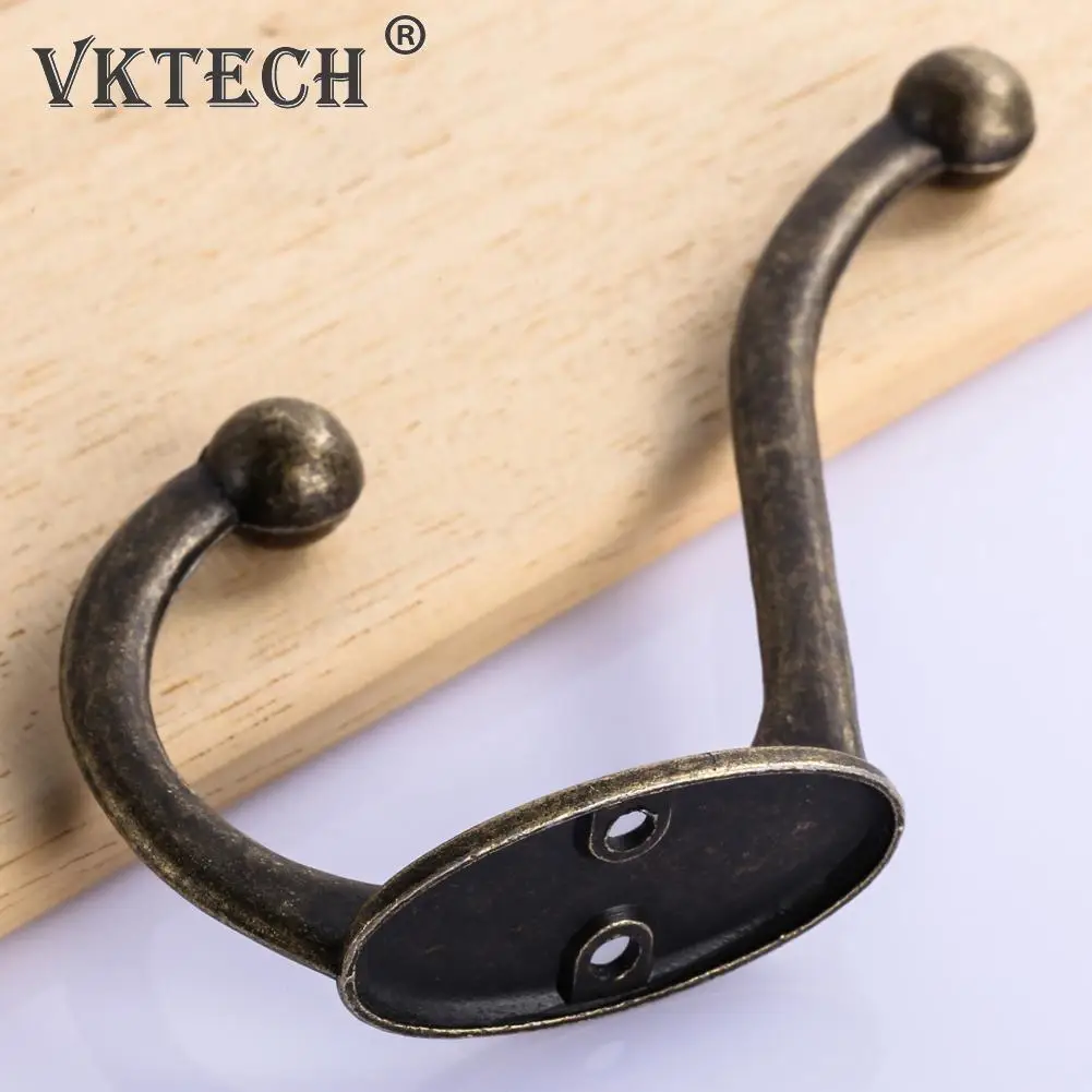 5pcs Antique Brass Coat Hooks Hanger Hat Robe Holder Wall Mounted Clothes 
