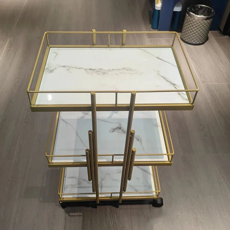 Description Picture 4 of itemLuxury Iron Salon Trolleys Salon Furniture Manicure Mobile Tools Trolley Modern Commercial Multi-layer Storage Beauty Cart