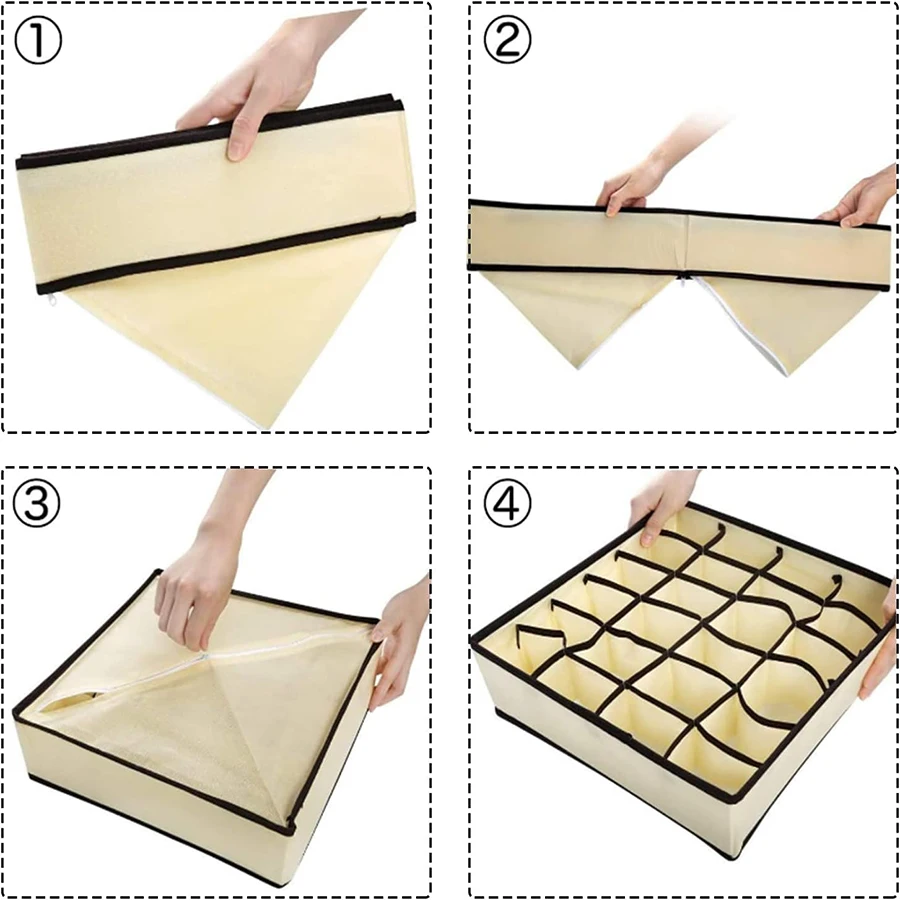 4Pcs Foldable Storage Basket - Underwear And Panty Organizer - Fabric Organizer - Underwear And Socks Closet Organizer Set 6