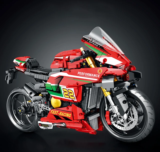 M MENBIS Bricks Motorcycle Super racing moto Building blocks Model Mini Sets City Rc Motorbike MOC Toys For Kids Children Boys 4