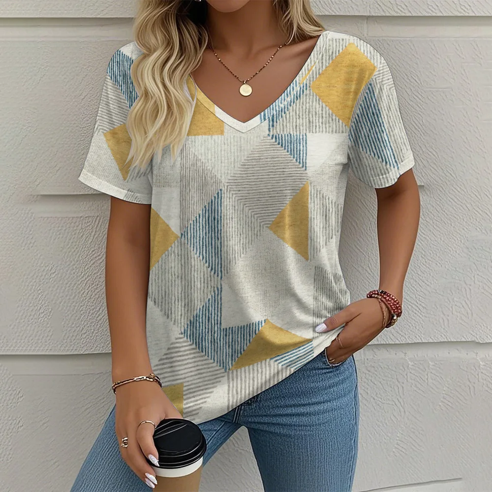 All-Over Print V-neck Women's T-shirt With Bell Sleeve main image 0