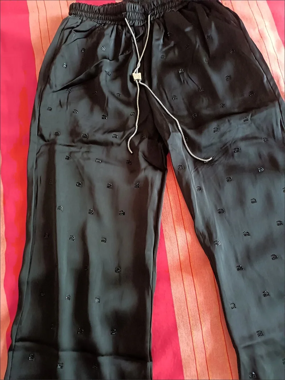 Alphabet Diamond Gold Wide Leg Pants Autumn/Winter Draping Loose Fit Large Size High Waist Slimming Casual Long Pants