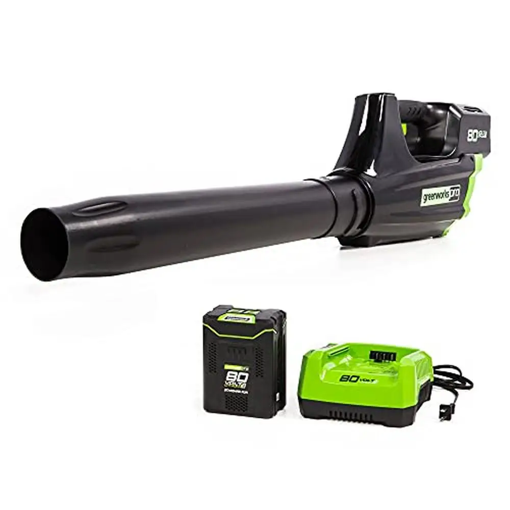 

80V Cordless Leaf Blower 125 MPH 500 CFM Brushless Motor Turbo Trigger Lightweight Cruise Control Handheld 2.0Ah Battery Charger