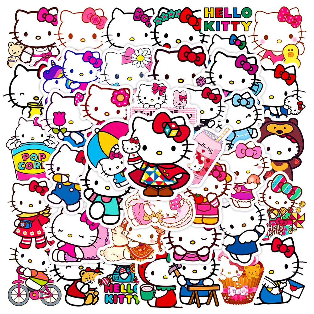 10 30 50pcs cartoon anime graffiti stickers car guitar motorcycle luggage suitcase diy classic toy decal sticker for kid Sanrio Cartoon Anime Kawaii Lively Hello Kitty Stickers for Laptop Suitcase Stationery Waterproof Decals Graffiti Kids Toys