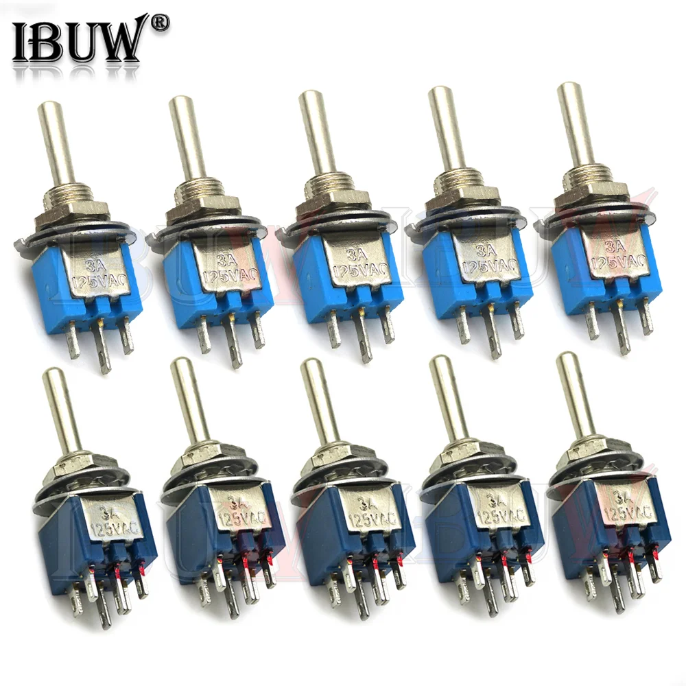 5 Pz Smts-102 Smts-202 Interruttore A Levetta Sub-Miniaturizzato Azzurro On-On Spdt 3-Pin 3A 125Vac 1.5A Amp 250Vac Dl 6Pin