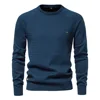 New Men's Cotton Sweater For Autumn Winter Crew Neck Pullover Sweater With Solid Color Casual Business Geometric Knitted Sweater 1