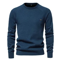 New Men's Cotton Sweater For Autumn Winter Crew Neck Pullover Sweater With Solid Color Casual Business Geometric Knitted Sweater 1