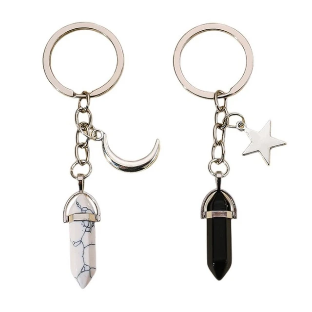 Keychain Moon half Moon Night Sky Silver Pendant Keychain