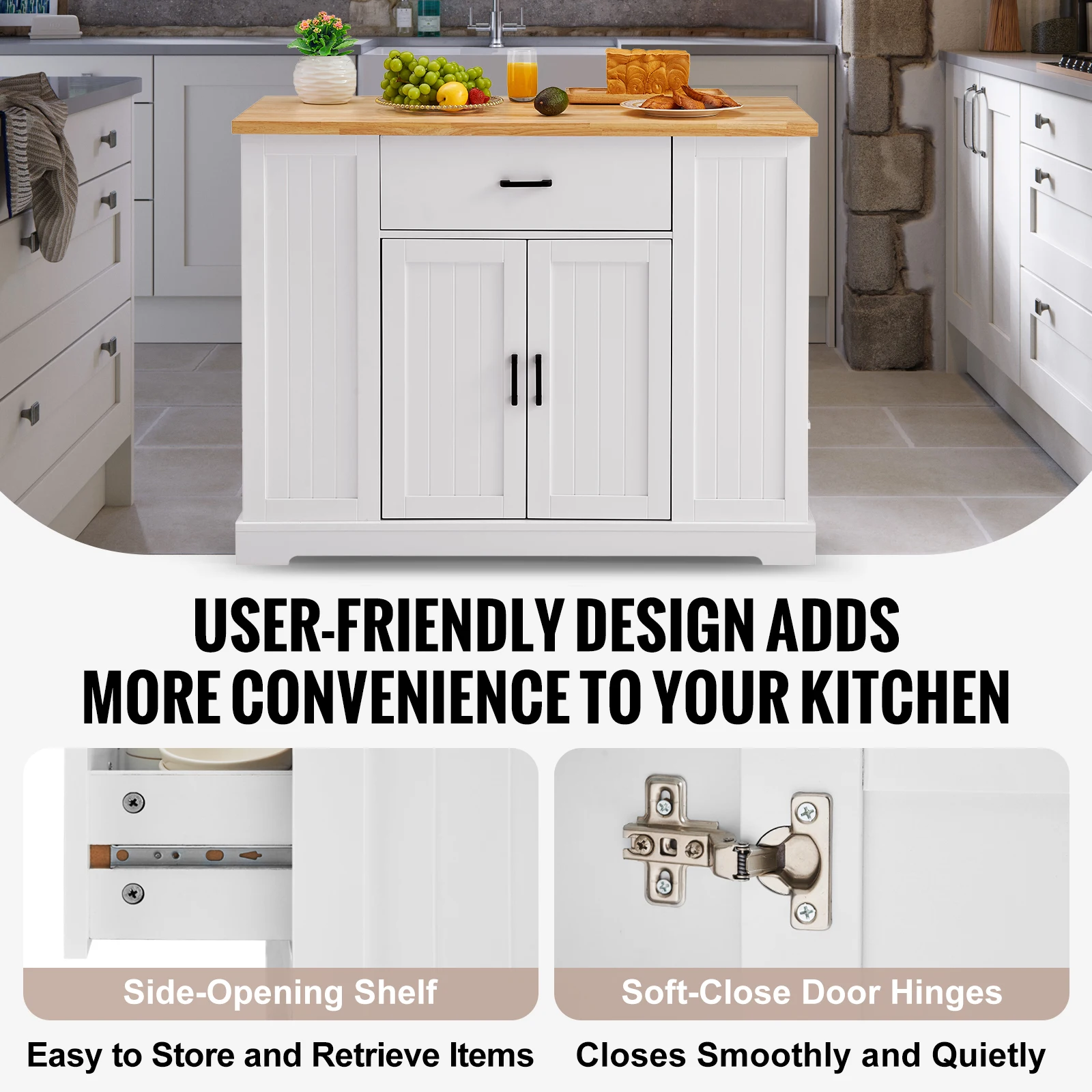 Multifunctional Kitchen Island Cart with Storage