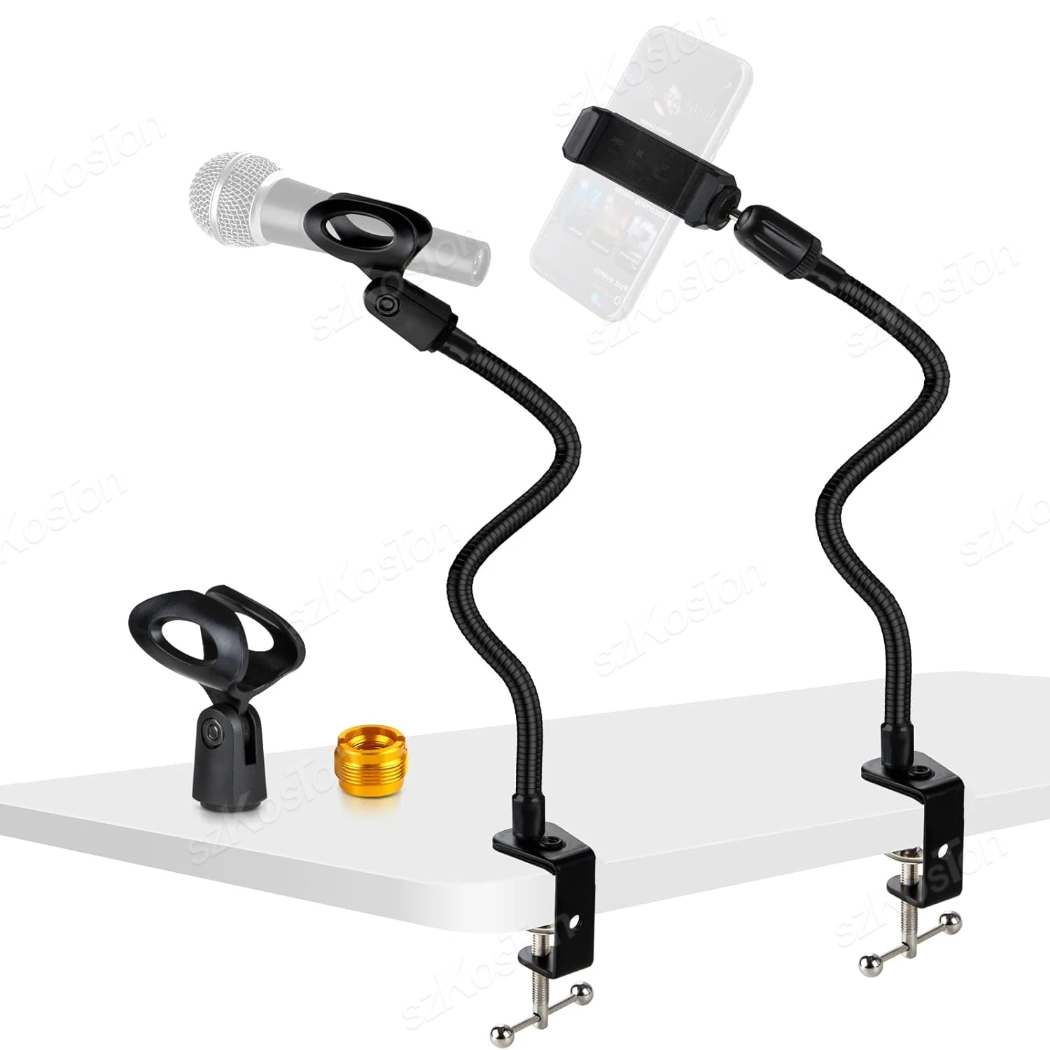 Desktop Microphone Arm Stand Flexible Gooseneck Mic Stand with Phone Holder for Blue Snowball ice SM58 PGA48 Samson A6V K669 microphone stand