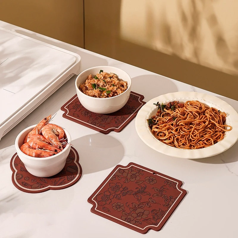 New Year Spring Festival Insulation Mat Pot Bowl Mat Soft Adhesive Pvc High Temperature Anti-slip Hot Cup Mat Can Be Suspended