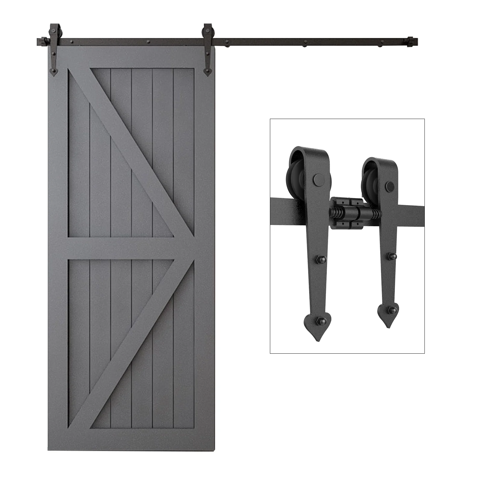 

Sliding Barn Door Hardware Kit Suitable for Single Wood Door Durble Barn Door Mechanism Indoor and Outdoor With Floor Guide