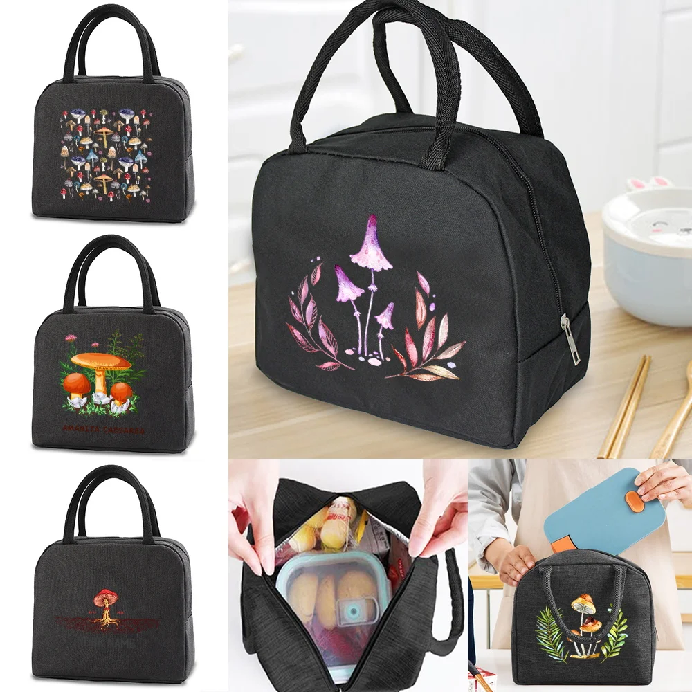 Insulated Lunch Bag for Women Cooler Bags Unisex Thermal Bag Portable Lunch Box Food Tote Mushroom Series Lunch Bags for Work