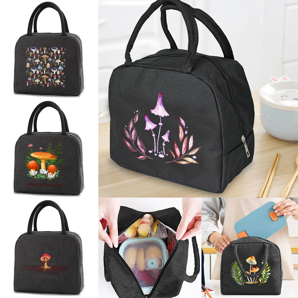 Insulated Lunch Bag for Women Cooler Bags Unisex Thermal Bag Portable Lunch Box Food Tote Mushroom Series Lunch Bags for Work large capacity lunch bag for women japanese style waterproof fold insulated lunch box tote food bags portable picnic cooler bags