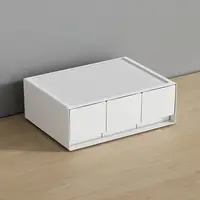 Plastic Stackable Storage Drawer White Large Capacity Desk Storage Box Drawer Type Space Saving Stationery Storage Organizer 4