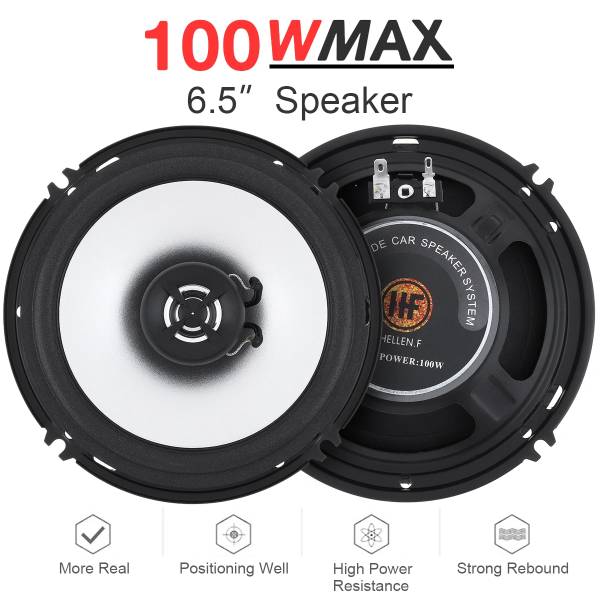 High Density Magnet 2pcs 6.5 Inch 100W  Car Coaxial Speaker  Ultra-thin Modified Speaker Non-destructive Installation high density magnet 2pcs 6 5 inch 100w car coaxial speaker ultra thin modified speaker non destructive installation