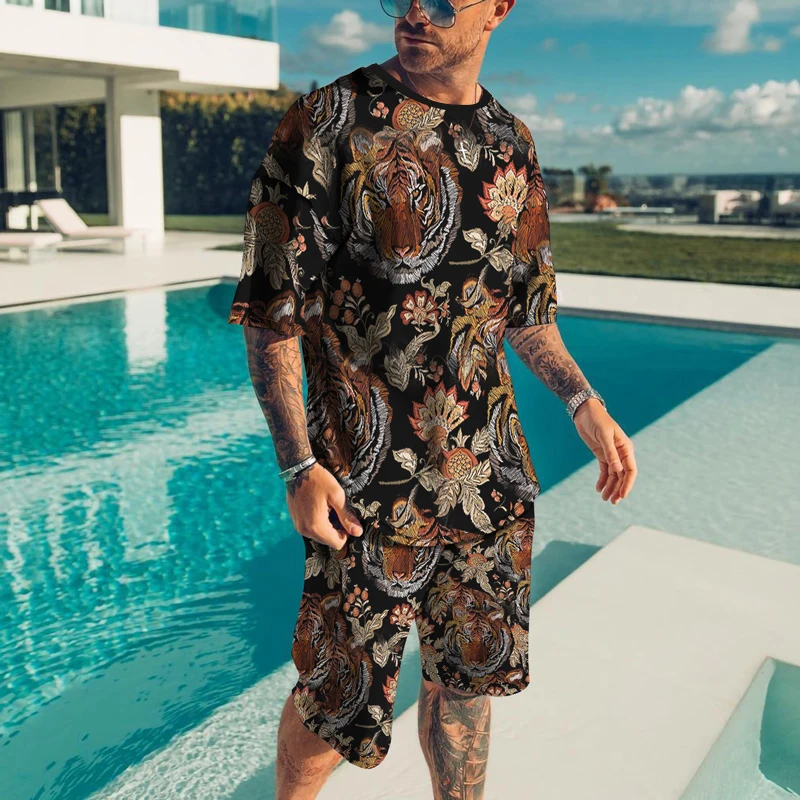 The Lion King Summer Streetwear Men's Outfit Sportswear Oversized 3d Printed T-Shirt Shorts Men's T-Shirt Fashion Outfit