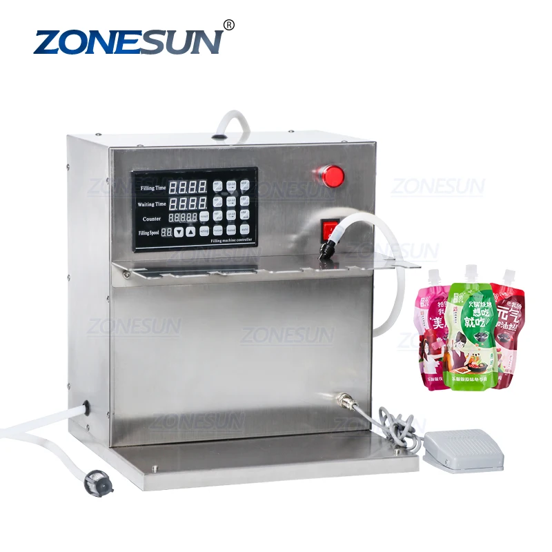 

ZONESUN Semi Automatic Milk Juice Water Oil Bag Large Volume Spout Pouch Liquid Filling Machine Tube Can Bottle Filling Machine