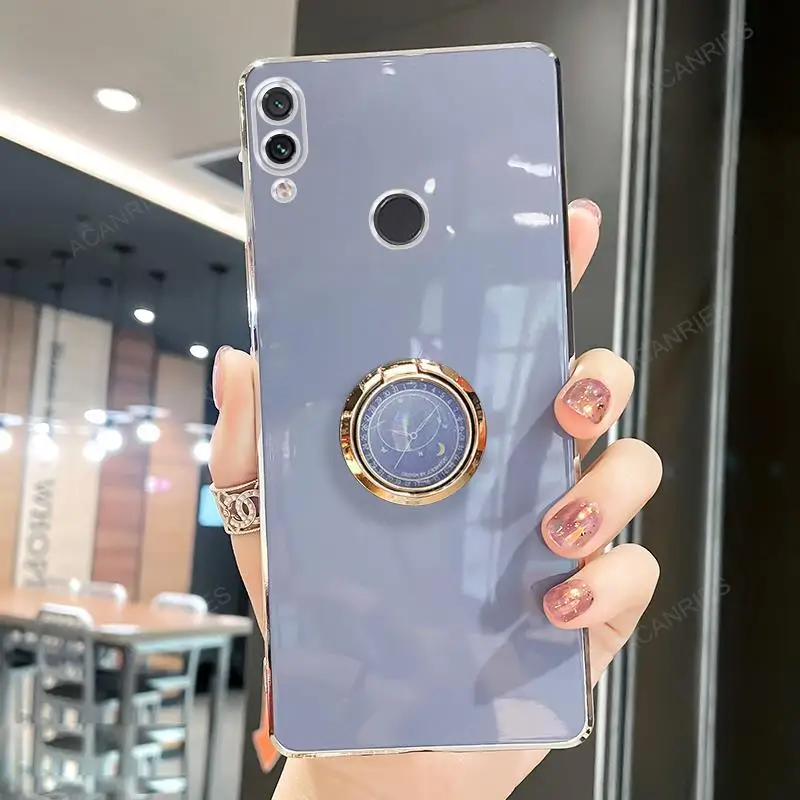 Elegant Plating Ring Holder Stand Case - Soft Silicone Back Cover