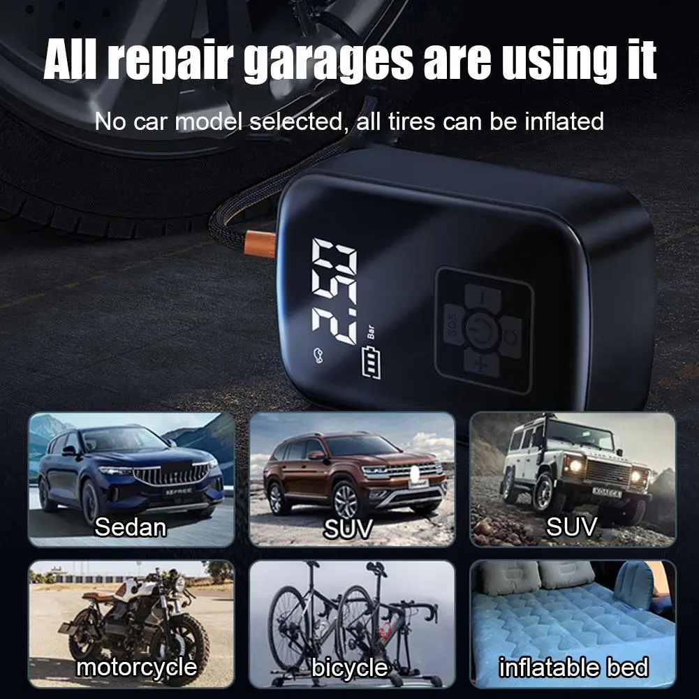 

Wireless Car Air Compressor Electric Tire Inflator Pump For Motorcycle Bicycle Boat AUTO Tyre Balls I2U2
