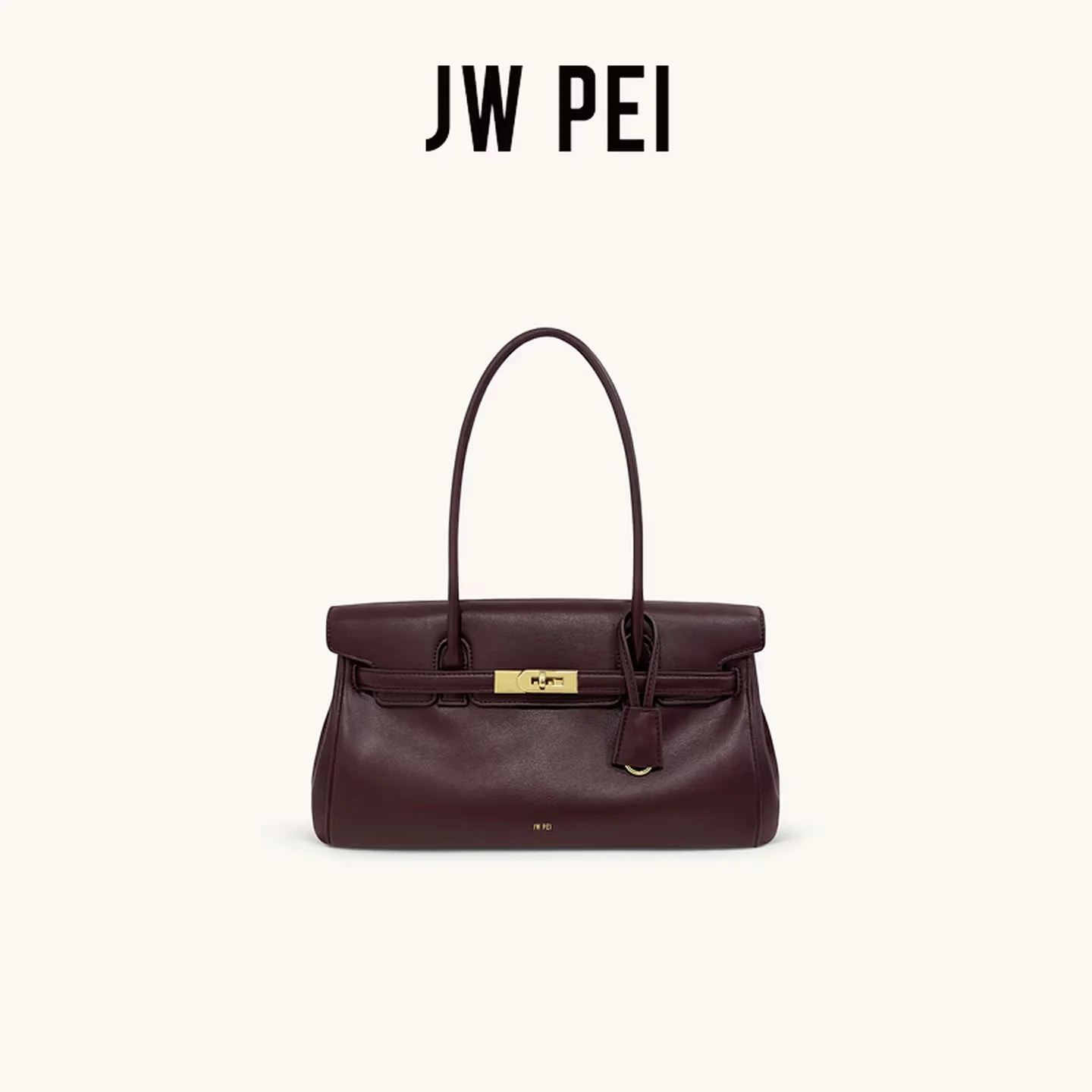 ​ ​ Sac à bandoulière JW PEI Yara East West pour femmes, sac à main en cuir vegan avec fermoir torsadé doré, pochette sous le bras à longue poignée 1