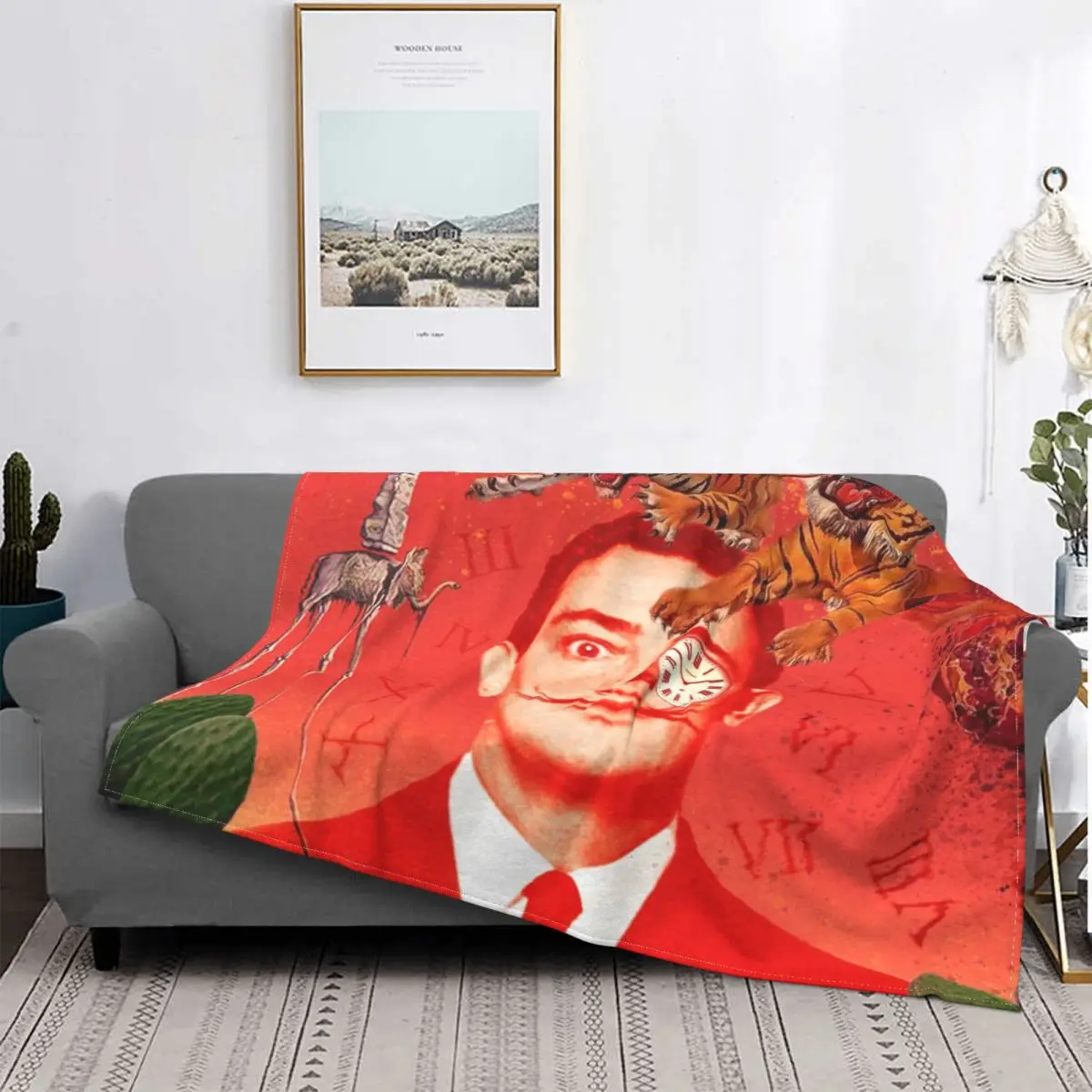 

Salvador Dali Funny Surrealism Artist Portrait Blanket Soft Fleece Flannel Spain Painting Art Throw Blankets for Sofa Bed Quilt