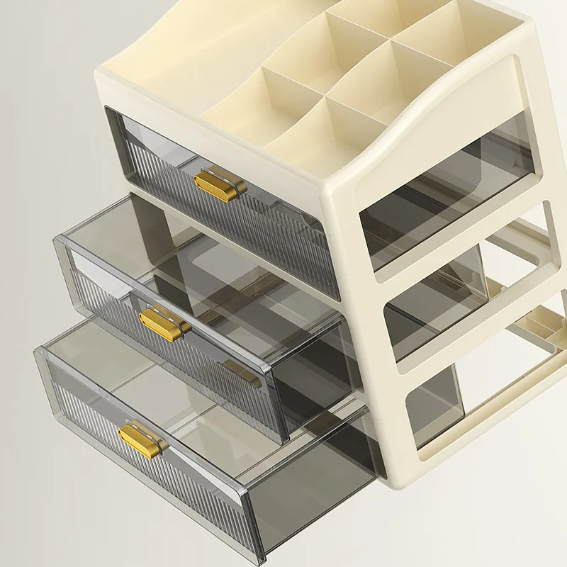 1pc Cosmetics shelf Multi-functional desktop drawer storage box Household dustproof large capacity makeup box