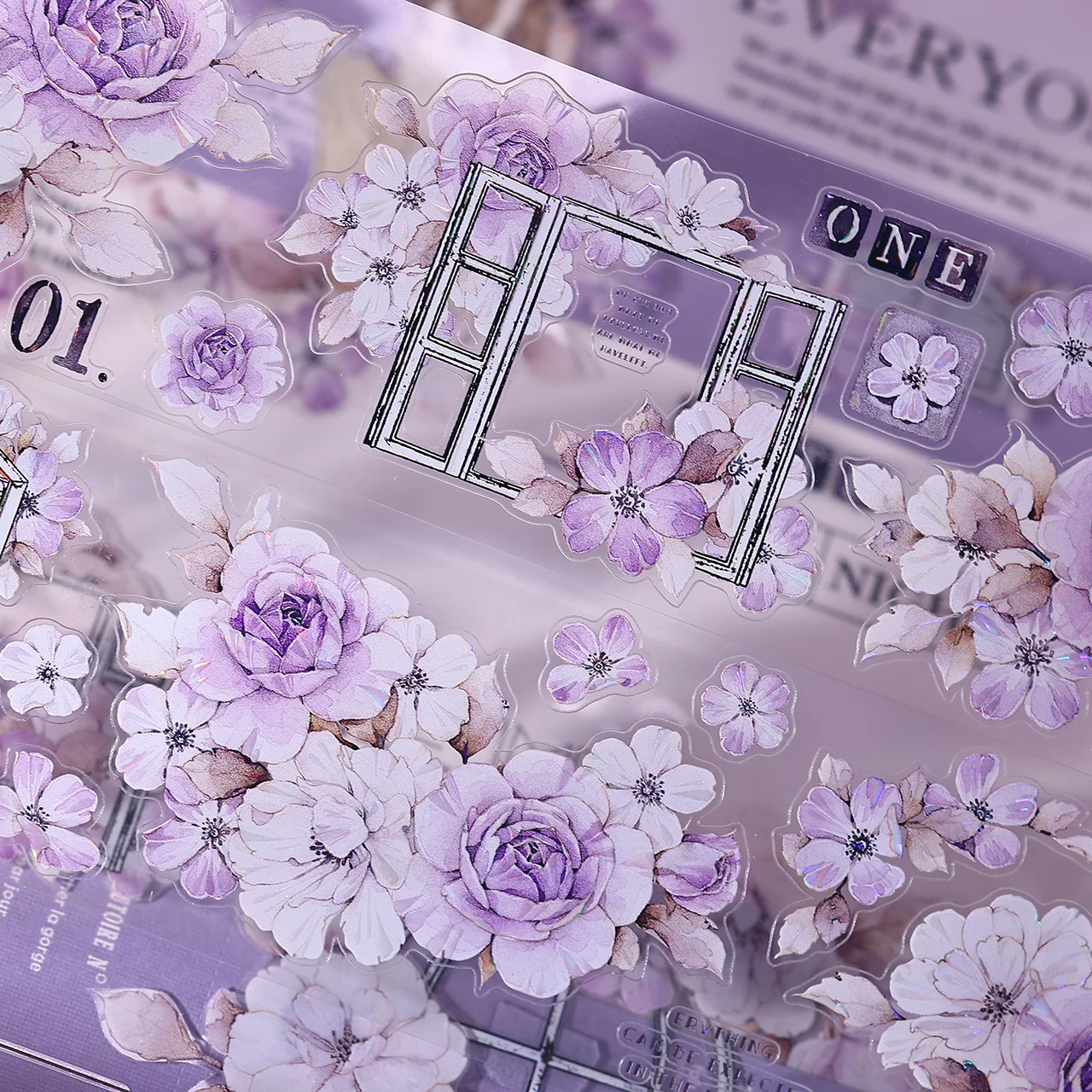 55mm*6m 빈티지 꽃 창 풍경 PET 테이프 창의적인 DIY 저널 재료 콜라주 스크랩북 문구류