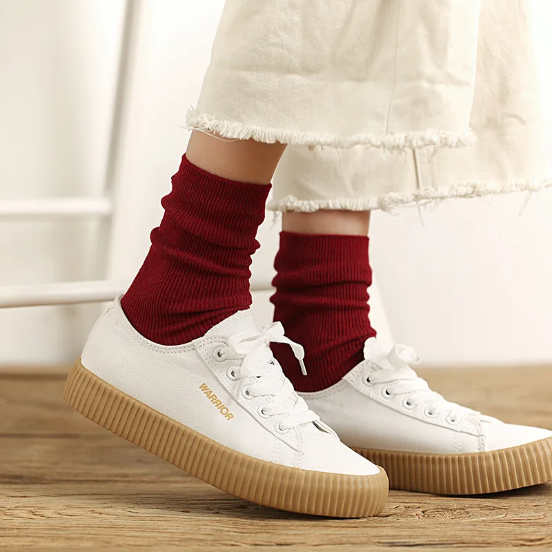 Klein Blue Women's Retro Fashion Crew Socks - Harajuku Style in Trendy Solid Colors