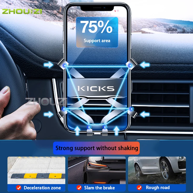 Car Mobile Phone Holder Special Air Vent Mounts Stand GPS Gravity Navigation Bracket For Nissan Kicks-Car Accessories