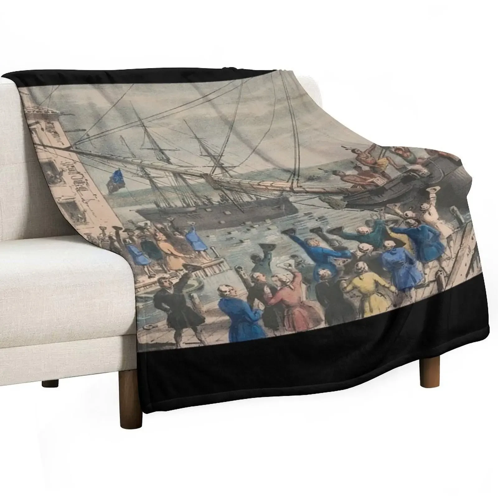 

Boston tea party Throw Blanket Furry Tourist Blankets