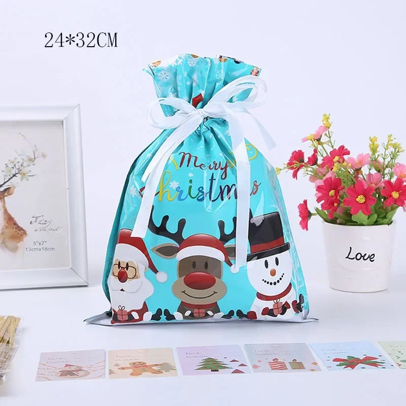 Christmas Gift Bag Pouches Extra Large New Year Gift Candy Bags Laser Printing for Christmas Package Decoration PE Xmas Bag