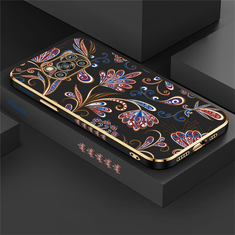 Luxury Plating Silicone Soft Cover with Patterned Floral Design