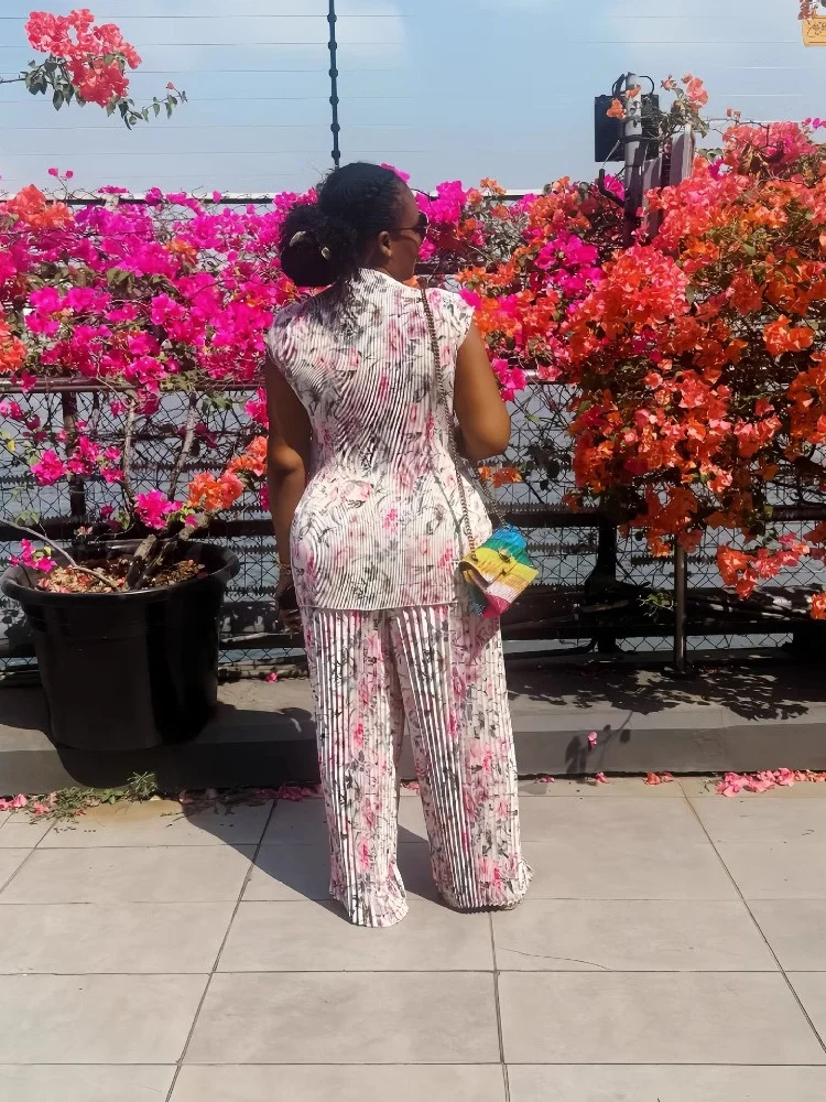 Wmstar Two Piece Set Women Casual Draped Top and Pants Sets Wide Leg Fall Clothes Office Lady Matching Wholesale Dropshipping